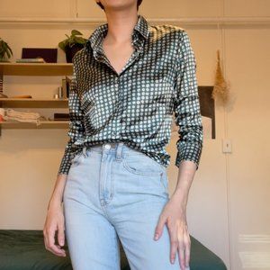 Patterned satin blouse